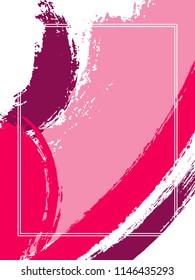 Vertical frame with paint brush strokes background.  Textured design template for card. Vector border rectangular frame with colorful painted ink brushstrokes watercolor texture.
