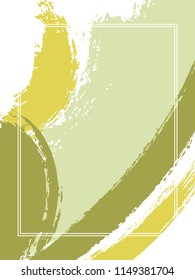 Vertical frame with paint brush strokes background.  Advert design template for card. Vector border rectangular frame with colorful painted ink brushstrokes watercolor texture.