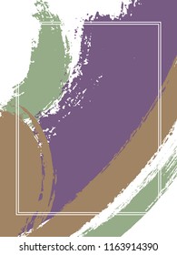 Vertical frame with paint brush strokes background.  Grunge design template for card. Vector border rectangular frame with colorful painted ink brushstrokes backdrop, watercolor texture.