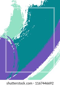 Vertical frame with paint brush strokes background.  Retro design template for card. Vector border rectangular frame with colorful painted ink brushstrokes watercolor texture.