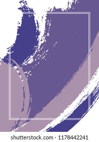 Vertical frame with paint brush strokes background.  Stylish design template for card. Vector border rectangular frame with colorful painted ink brushstrokes backdrop, watercolor texture.