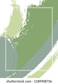 Vertical frame with paint brush strokes background.  Line art design template for card. Vector border rectangular frame with colorful painted ink brushstrokes watercolor texture.