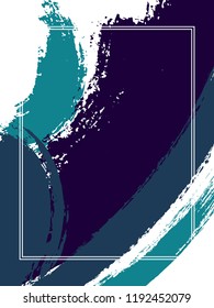 Vertical frame with paint brush strokes background.  Retro design template for card. Vector border rectangular frame with colorful painted ink brushstrokes watercolor texture.