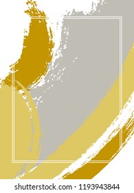 Vertical frame with paint brush strokes background.  Flat design template for card. Vector border rectangular frame with colorful painted ink brushstrokes watercolor texture.