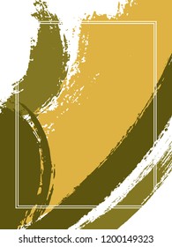 Vertical frame with paint brush strokes background.  Graphic design template for flyer. Vector border rectangular frame with colorful painted ink brushstrokes watercolor texture.