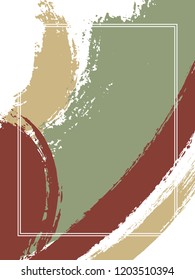 Vertical frame with paint brush strokes background.  Acrylic design template for card. Vector border rectangular frame with colorful painted ink brushstrokes watercolor texture.