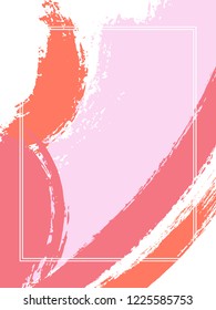 Vertical frame with paint brush strokes background.  Graphic design template for poster. Vector border rectangular frame with colorful painted ink brushstrokes watercolor texture.