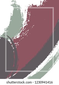 Vertical frame with paint brush strokes background.  Acrylic design template for card. Vector border rectangular frame with colorful painted ink brushstrokes watercolor texture.