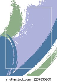 Vertical frame with paint brush strokes background.  Graphic design template for banner. Vector border rectangular frame with colorful painted ink brushstrokes watercolor texture.