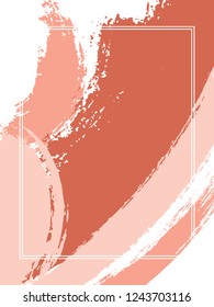 Vertical frame with paint brush strokes background.  Modern design template for card. Vector border rectangular frame with colorful painted ink brushstrokes backdrop, watercolor texture.