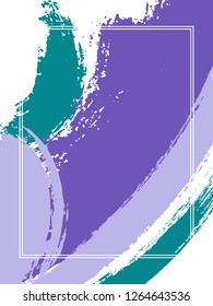 Vertical frame with paint brush strokes background.  Graphic design template for flyer. Vector border rectangular frame with colorful painted ink brushstrokes watercolor texture.