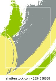 Vertical frame with paint brush strokes background.  Flat design template for card. Vector border rectangular frame with colorful painted ink brushstrokes watercolor texture.