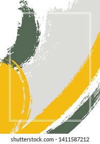 Vertical frame with paint brush strokes background.  Elegant design template for card. Vector border rectangular frame with colorful painted ink brushstrokes backdrop, watercolor texture.