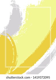 Vertical frame with paint brush strokes background.  Graphic design template for banner. Vector border rectangular frame with colorful painted ink brushstrokes watercolor texture.
