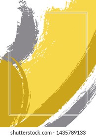 Vertical frame with paint brush strokes background.  Distressed design template for card. Vector border rectangular frame with colorful painted ink brushstrokes backdrop, watercolor texture.