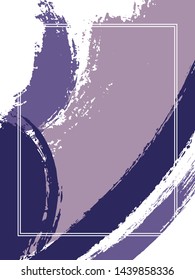 Vertical frame with paint brush strokes background.  Textured design template for card. Vector border rectangular frame with colorful painted ink brushstrokes backdrop, watercolor texture.