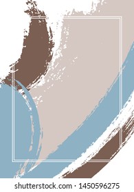Vertical frame with paint brush strokes background.  Graphic design template for poster. Vector border rectangular frame with colorful painted ink brushstrokes backdrop, watercolor texture.