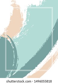 Vertical frame with paint brush strokes background.  Grunge design template for card. Vector border rectangular frame with colorful painted ink brushstrokes watercolor texture.