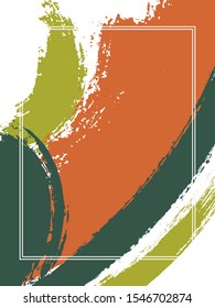 Vertical frame with paint brush strokes background.  Flat design template for card. Vector border rectangular frame with colorful painted ink brushstrokes backdrop, watercolor texture.