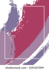 Vertical frame with paint brush strokes background.  Stylish design template for card. Vector border rectangular frame with colorful painted ink brushstrokes watercolor texture.