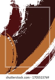 Vertical frame with paint brush strokes background.  Retro design template for card. Vector border rectangular frame with colorful painted ink brushstrokes backdrop, watercolor texture.