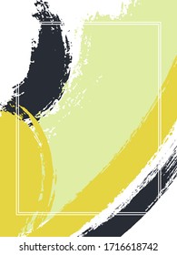 Marco vertical con el fondo de trazos de pincel.  Plantilla de diseño con problemas para la tarjeta. Borde vectorial marco rectangular con pinceles pintados de color rosa pintado textura acuarela.