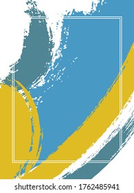 Vertikaler Rahmen mit Pinselstrich zieht Hintergrund.  Flache Designvorlage für die Karte. Der rechteckige Rahmen mit Vektorgrafikrahmen und farbenfrohen Pinselstrichen verleiht der Aquarellstruktur eine farbige Struktur.