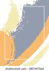 Vertical frame with paint brush strokes background.  Distressed design template for card. Vector border rectangular frame with colorful painted ink brushstrokes watercolor texture.