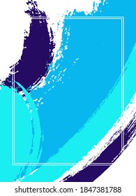 Vertical frame with paint brush strokes background.  Grunge design template for card. Vector border rectangular frame with colorful painted ink brushstrokes watercolor texture.