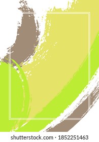 Vertical frame with paint brush strokes background.  Modern design template for card. Vector border rectangular frame with colorful painted ink brushstrokes watercolor texture.