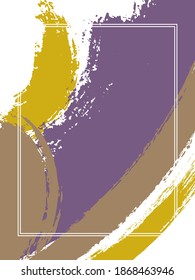 Vertical frame with paint brush strokes background.  Graphic design template for banner. Vector border rectangular frame with colorful painted ink brushstrokes watercolor texture.