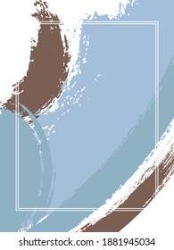 Vertical frame with paint brush strokes background.  Elegant design template for card. Vector border rectangular frame with colorful painted ink brushstrokes backdrop, watercolor texture.