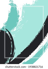 Vertical frame with paint brush strokes background.  Grunge design template for card. Vector border rectangular frame with colorful painted ink brushstrokes watercolor texture.