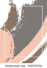 Marco vertical con pincel de pintura traza el fondo.  Plantilla de diseño plano para tarjeta. Marco rectangular de borde vectorial con fondo de pinceles de tinta pintada de color, textura de acuarela.