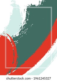 Vertical frame with paint brush strokes background.  Acrylic design template for card. Vector border rectangular frame with colorful painted ink brushstrokes watercolor texture.