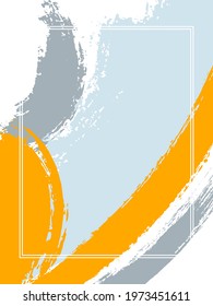 Vertical frame with paint brush strokes background.  Graphic design template for poster. Vector border rectangular frame with colorful painted ink brushstrokes watercolor texture.