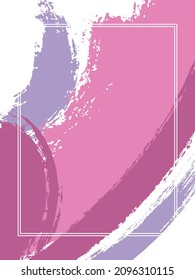 Vertical frame with paint brush strokes background.  Stylish design template for card. Vector border rectangular frame with colorful painted ink brushstrokes backdrop, watercolor texture.