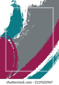 Vertical frame with paint brush strokes background.  Retro design template for card. Vector border rectangular frame with colorful painted ink brushstrokes backdrop, watercolor texture.