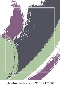 Vertical frame with paint brush strokes background.  Elegant design template for card. Vector border rectangular frame with colorful painted ink brushstrokes backdrop, watercolor texture.