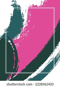 Marco vertical con pincel de pintura traza el fondo.  Plantilla de diseño gráfico para afiches. Borde vectorial marco rectangular con pinceles de tinta pintada de color textura acuarela.