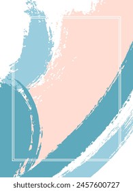 Vertical frame with paint brush strokes background.  Acrylic design template for card. Vector border rectangular frame with colorful painted ink brushstrokes watercolor texture.