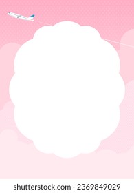 marco vertical de nubes rosas, cielo y avión