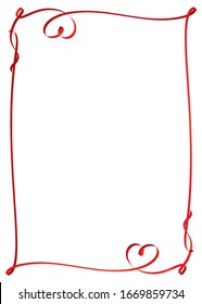 Vertical frame with red ribbon and heart