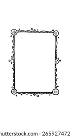 Marco de Vertical con un simple borde de remolino vintage dibujado a mano. Un gráfico minimalista y elegante para invitaciones formales o papelería.