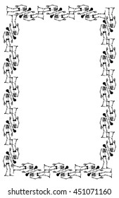 Vertical frame with skeleton. Vector clip art.