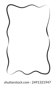 Vertical frame sketch. Hand drawn black outline border isolated on white background. Simple doodle, element design. Vector freehand illustration. 