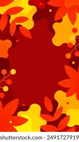 Vertical frame suitable for smartphone banners and backgrounds. Red autumn background material.