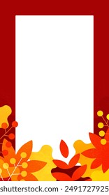 Vertical frame suitable for smartphone banners and backgrounds. Red autumn background material.