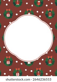 vertical frame template with Christmas wreath pattern