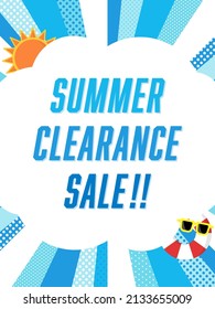 vertical frame template with light blue focusing line for summer sale